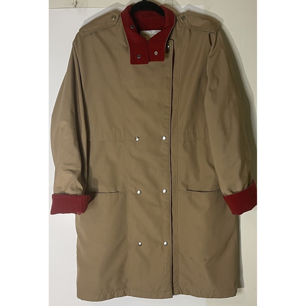 Vintage London Towne Trench Coat Women's Size‎ 6 Regular Red Flannel Lined